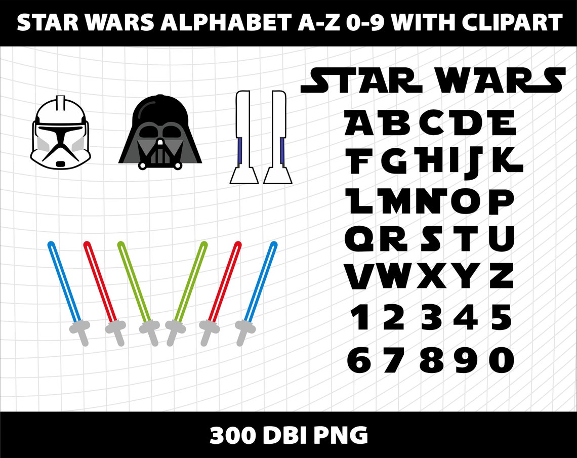 Star Wars Font Letters Alphabet Number Sublimation Design - Etsy