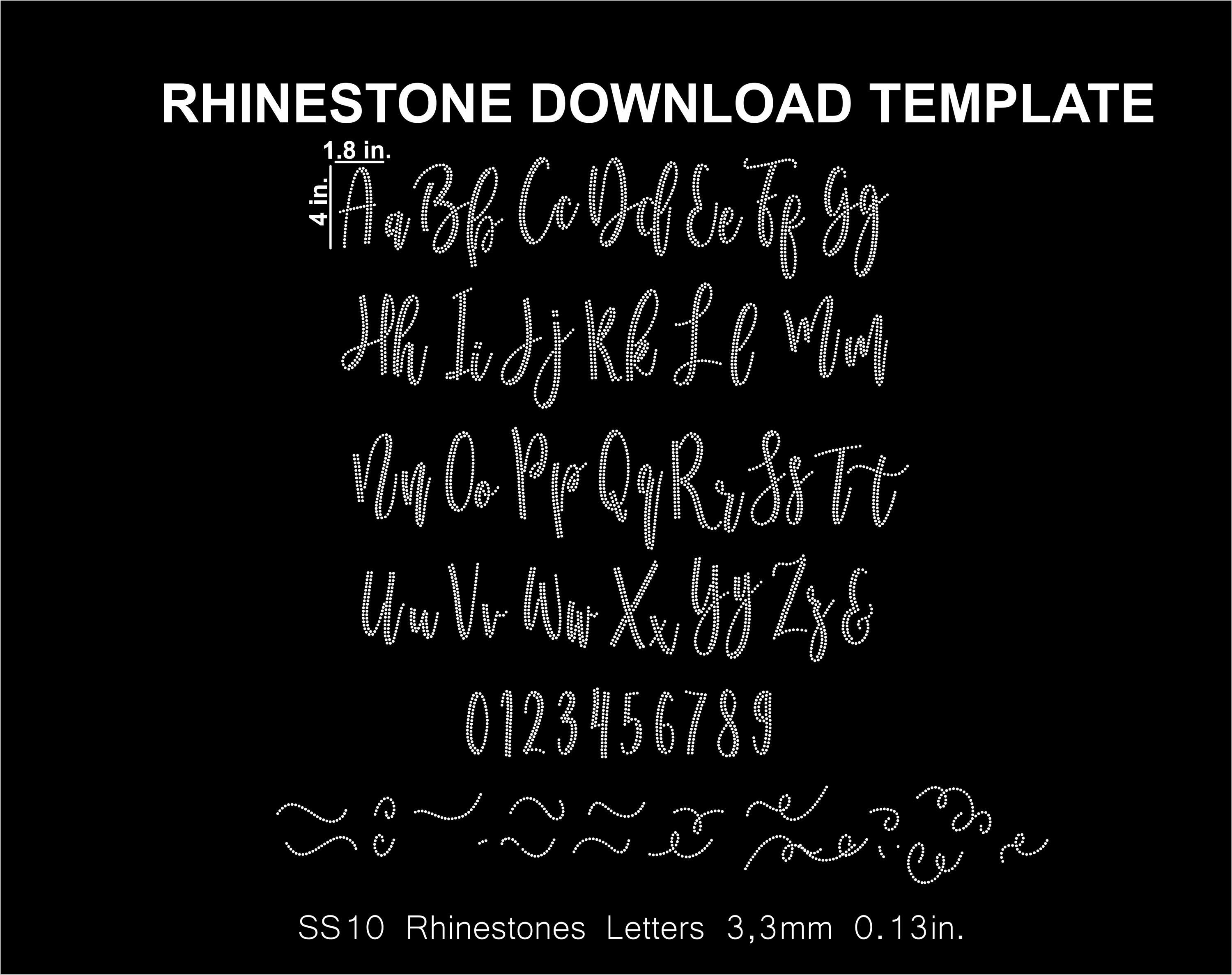 Rhinestone Template Font Letters Alphabet Cursive Handwrite Besties ...