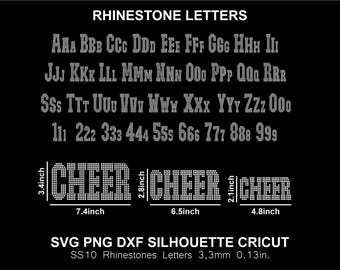 Rhinestone Font Letters Alphabet College Sports Varsity Jersey Silhouette Cricut Svg Png Dxf Cutting Template Download Digital File SS10