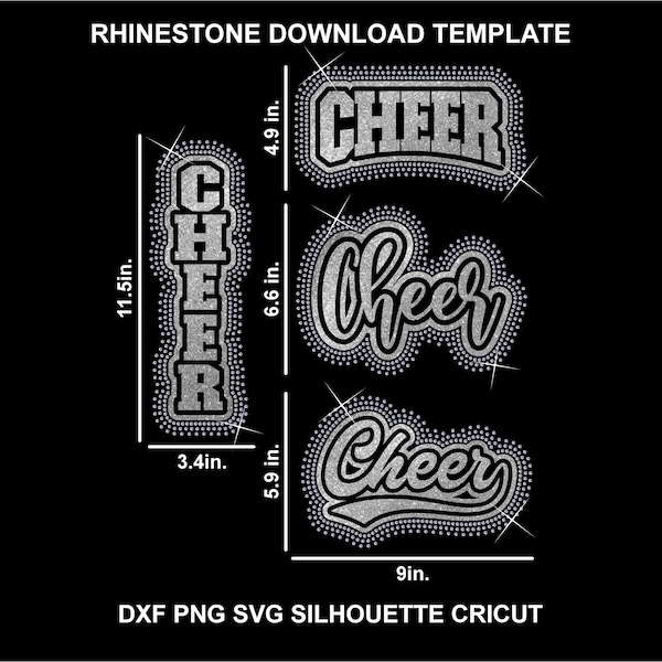 Cheer Rhinestone and Htv Vinyl Vertical Template Silhouette Cricut Svg Cutting Sweatshirt Download Digital File SS10 DTF & HTV Cheerleading