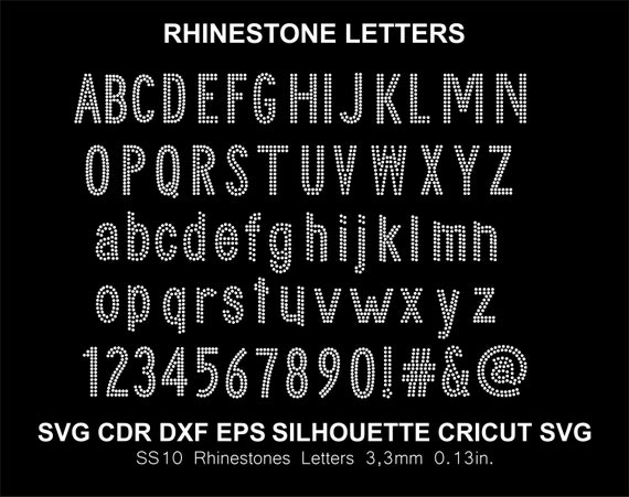 Rhinestone Letters Font Alphabet DoubleLine Silhouette Cricut Svg Dxf Cut  Template Download Cutting Digital File SS10 Font