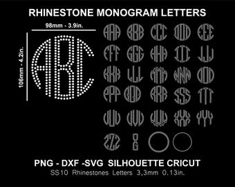 Czcionka z monogramem z kryształkami, alfabet, Cricut, sylwetka, SVG, szablon do cięcia, pobierz, plik cyfrowy, czcionka SS10