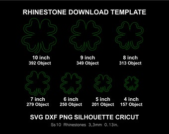 Plantillas SVG de diamantes de imitación Hoja Trébol Paquete de la suerte Silueta Cricut Svg Dxf Png Plantilla de corte Descarga Archivo digital de corte SS10