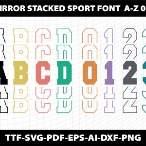 Mirror Stacked Font Alphabet Letters Sublimation Ttf Cricut Svg Silhouette Cameo Cutting Editable Downloading File