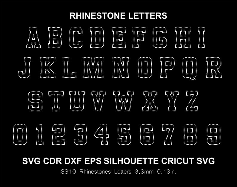Rhinestone Font Letters Cheer College Sports 2 Color Alphabet ...