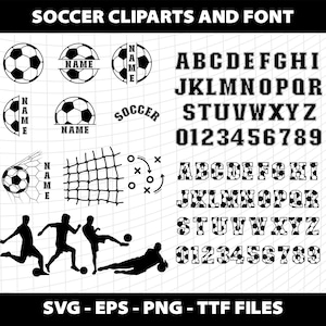 Soccer Svg Split Cliparts Varsity Sports College Font Alphabet Numbers Soccer Monogram Svg Template Download Digital File