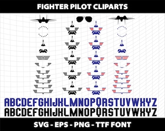 Jagdflieger SVG Schrift Alphabet Buchstaben Cliparts SVG Png TTF Marine Streikpilot SVG Pilot Militär Bestes Top Dad Shirt Download Digitale Datei