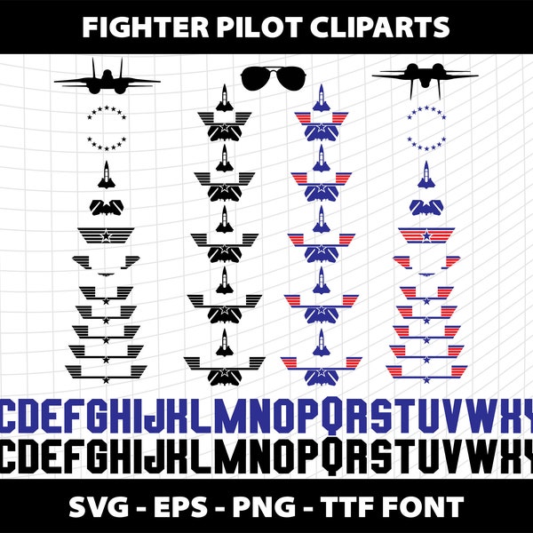 Fighter Pilot Svg Font Alphabet Letters Patriotic Cliparts Png TTF Navy Strike Pilot Pilot Military Best Top Dad Shirt Download Digital File