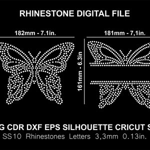 Papillon fendu strass Design Cricut Silhouette camée Svg Cdr Dxf modèle de plan de coupe Télécharger le fichier numérique de coupe SS10