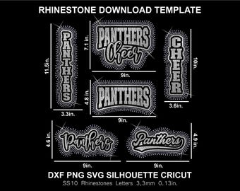 Panthers Rhinestone and Htv Vinyl Template Team Mascot Silhouette Cricut Svg Cut Download Digital File SS10 Football Carolina Sweatshirt