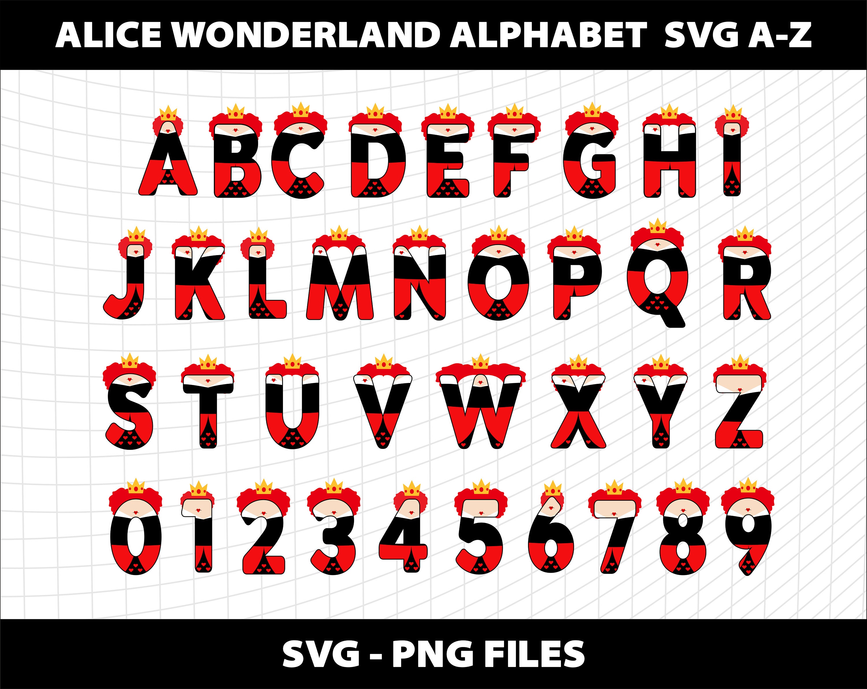 Alice in Wonderland Letters Alphabet Font Svg Png Bundle Birthday Party ...