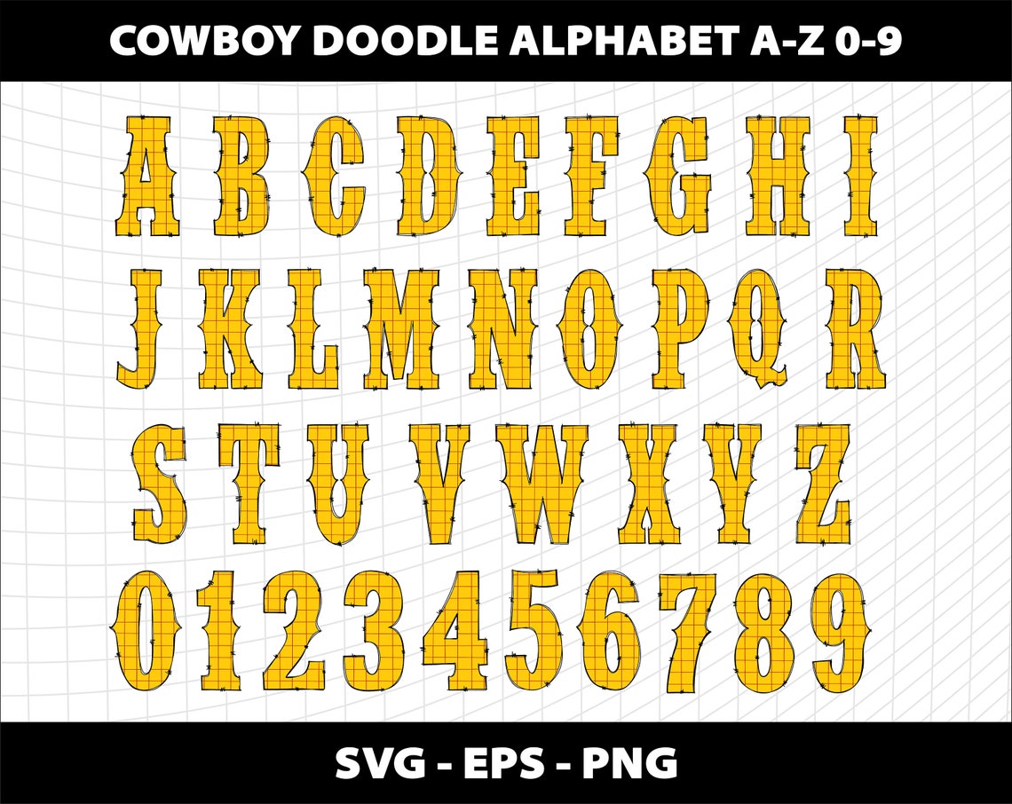 Cowboy Letter R Cowboy Doodle Alphabet Western Alphabet Letters Font Svg Bundle Cowboy ...