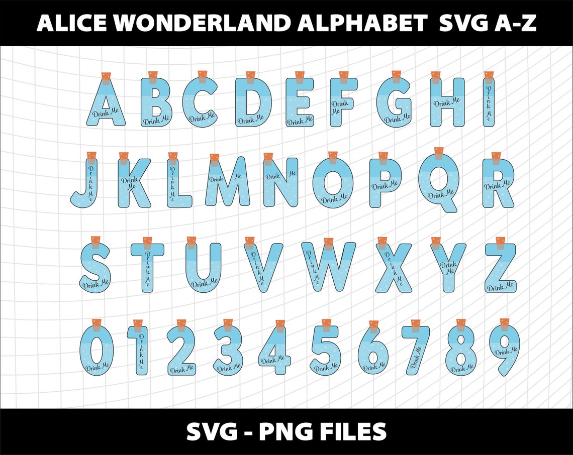 Alice in Wonderland Letters Alphabet Font Svg Png Bundle Birthday Party ...