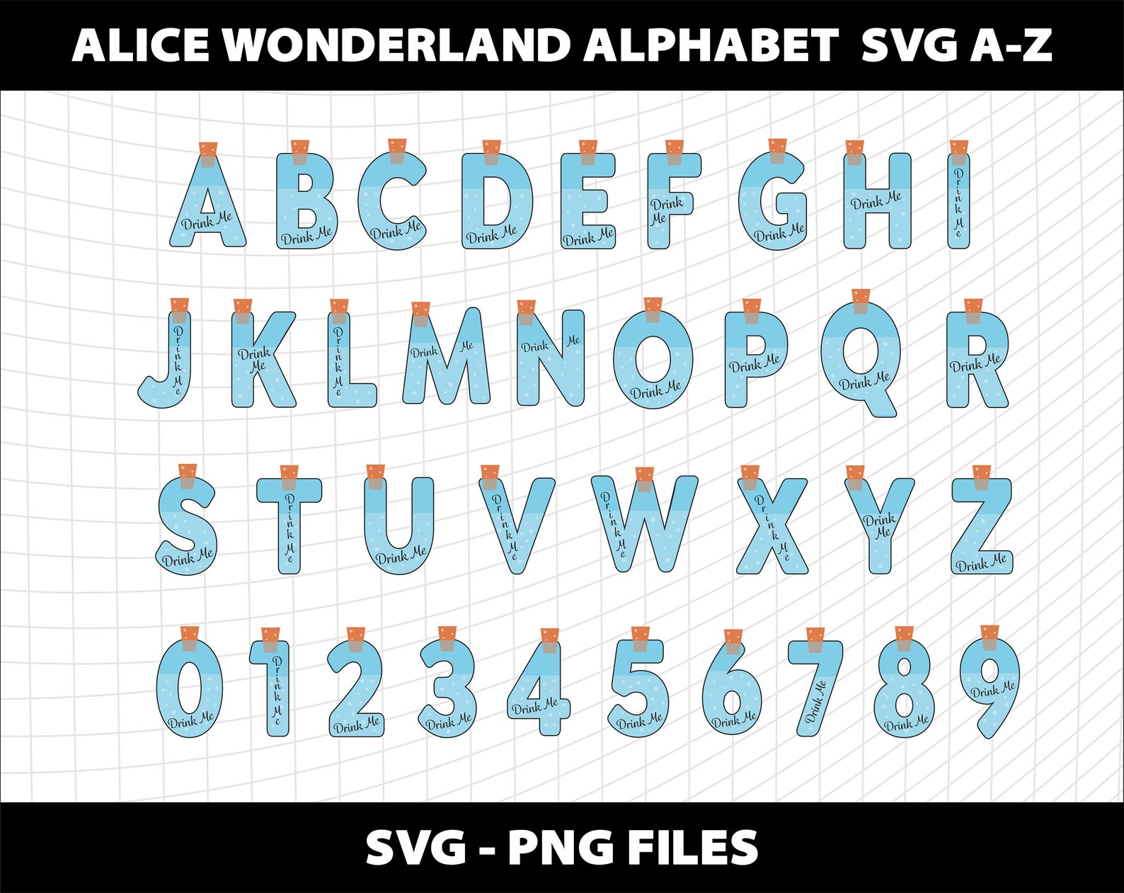 Alice in Wonderland Letters Alphabet Font Svg Png Bundle Birthday Party ...