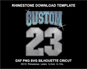 Custom Rhinestone & Vinyl HTV DTF Add Your Text Name Words Jersey College Svg Dxf Png Cricut Silhouette Template Download Digital File SS10