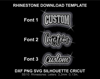Custom Rhinestone & Vinyl HTV DTF Add Your Text Name Words Svg Dxf Png Cricut Silhouette Template Download Digital File SS10