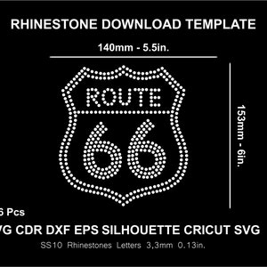 Rhinestone Route 66 Silhouette Cricut Cameo Cut Svg Rhinestone Template Download Digital File SS10 SVG