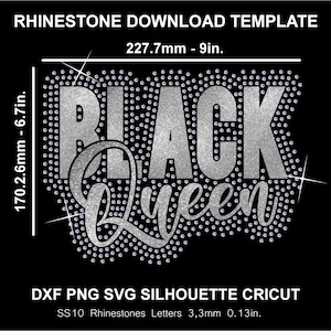 Black Queen Rhinestone and Htv Vinyl Template Silhouette Cricut Svg Black History Juneteenth Png Cut Download Digital File SS10 DTF & HTV