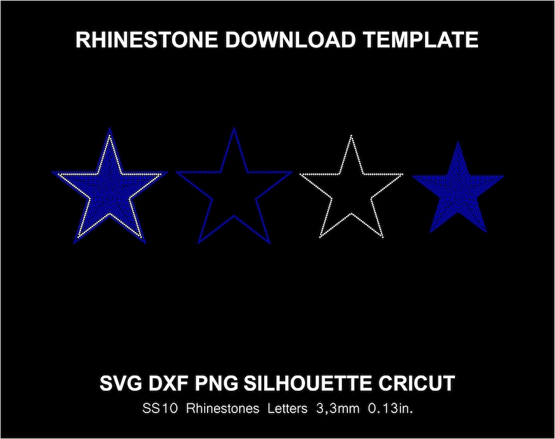 Rhinestone Svg Templates Star Bundle Silhouette Cricut Svg Dxf Png Cut ...