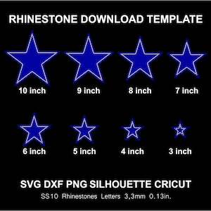 ラインストーン SVG テンプレート スター バンドル シルエット Cricut SVG Dxf PNG カット テンプレート ダウンロード カッティング デジタル ファイル SS10