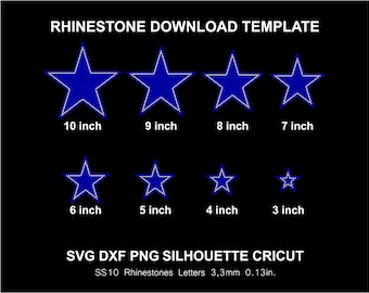 Rhinestone Svg Templates Star Bundle Silhouette Cricut Svg Dxf Png Cut Template Download Cutting Digital File SS10