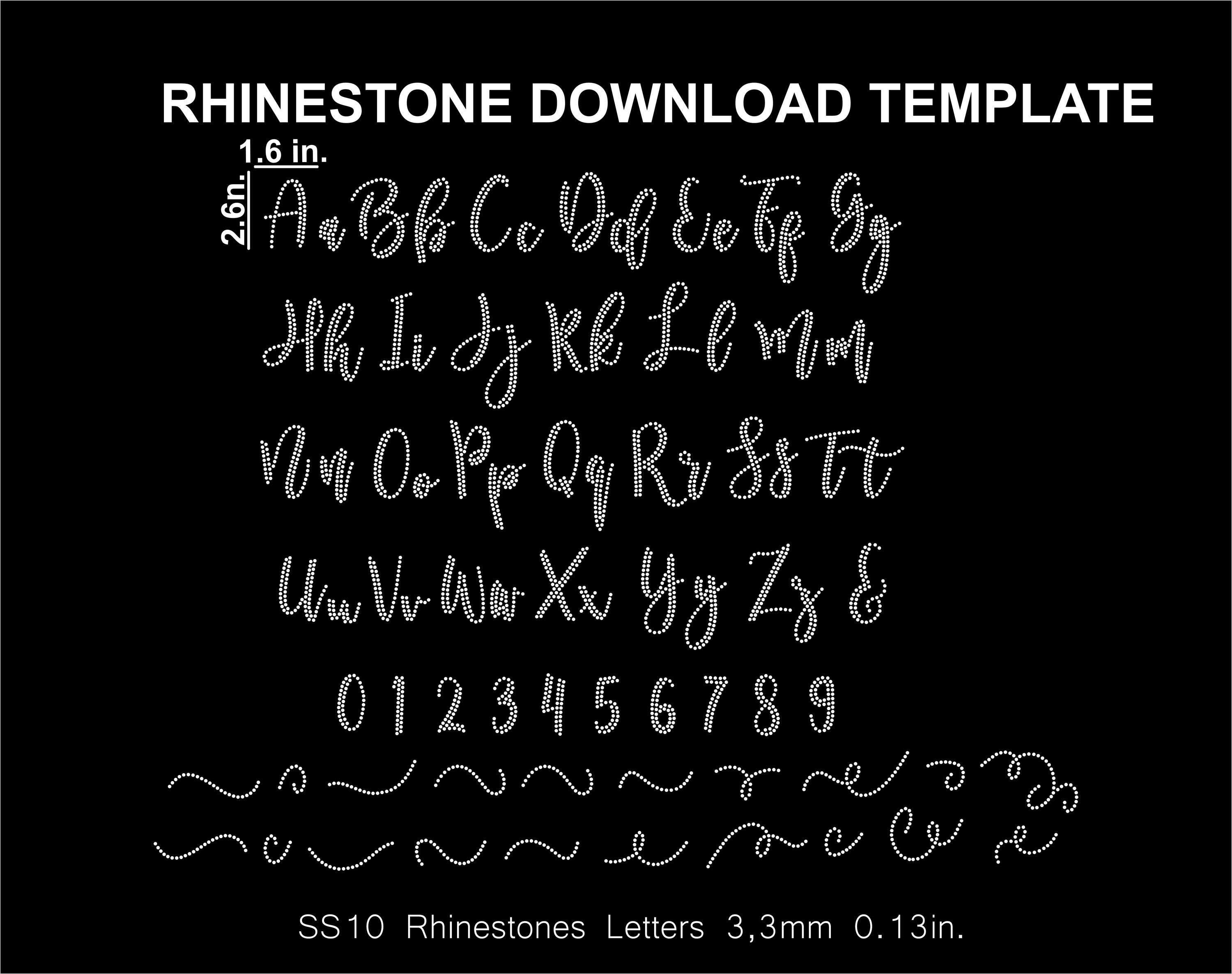 Rhinestone Template Font Letters Alphabet Cursive Handwrite Besties ...