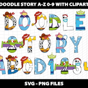 Doodle Story Svg Letters Alphabet Font Doodle Story Bundle Sublimation Svg Design Download Digital File Template Commercial use