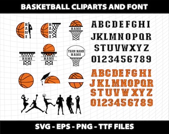 Basketball Svg Font Split Cliparts Varsity Sports College Font Alphabet Numbers Monogram Svg Template Download Digital File