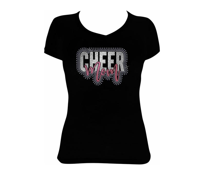 Cheer Mom Rhinestone and Htv Vinyl Template Silhouette Cricut Svg Png Cutting Cheerleading Sweatshirt Download Digital File SS10 DTF & HTV image 3