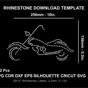 Rhinestone Motorcycle Silhouette Cricut Cameo Cut Svg Rhinestone Template Download Digital File SS10 SVG