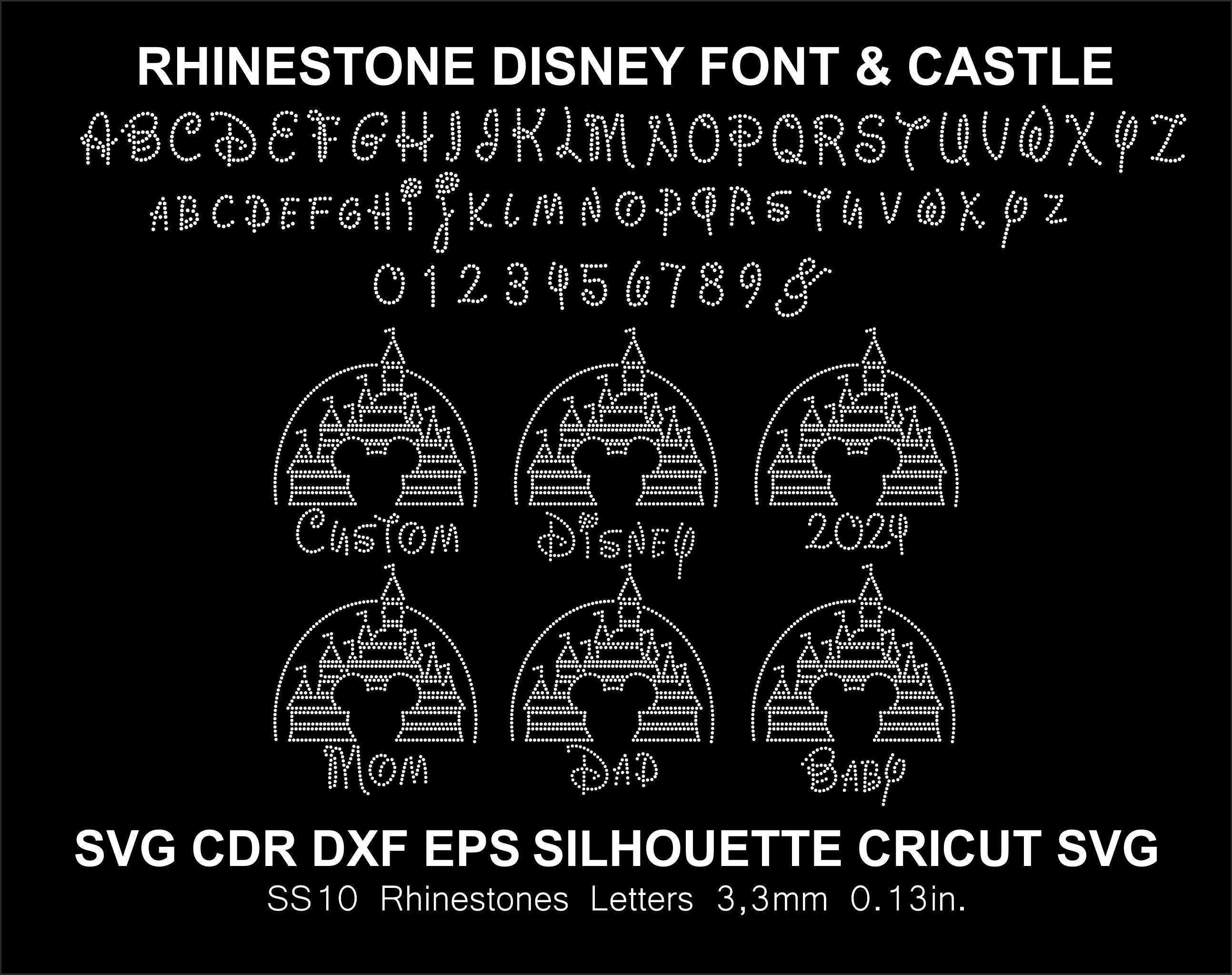 Mickey Rhinestone Font Rhinestone Letters Font Alphabet Mickey Mouse Castle Chateau Silhouette ...