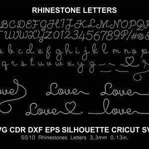 Fuente de diamantes de imitación, letras del alfabeto, silueta, Cricut, SVG, DXF, plantilla de corte, descarga, archivo digital de corte, fuente SS10