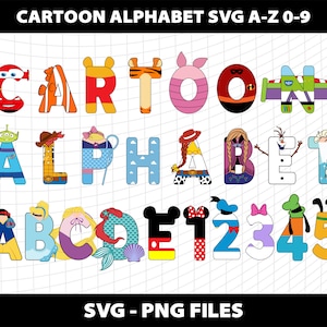 Mickey Svg Alphabet Letters Font Svg Png Bundle Sublimation Toy Story Download Digital File