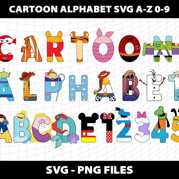 Mickey Svg Alphabet Letters Font Svg Png Bundle Sublimation Toy Story Download Digital File