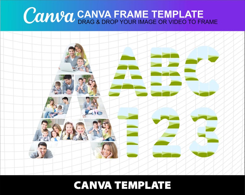 Photo Collage Alphabet Letters Canva Frame Template Birthday ...