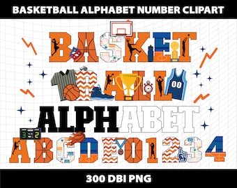 Basketball Letters Alphabet Number Cliparts Font Sublimation Varsity Sports College Numbers Template Download Digital File