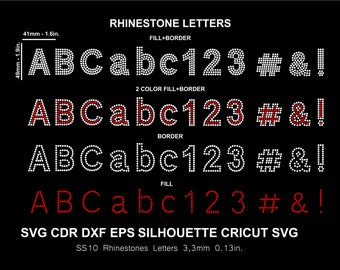 Rhinestone Letters 2 Color Font Alphabet Rhinestone Font Silhouette Cameo Cricut Svg Dxf Cutting Digital File SS10