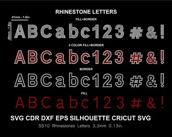 Rhinestone Letters 2 Color Font Alphabet Rhinestone Font Silhouette Cameo Cricut Svg Dxf Cutting Digital File SS10