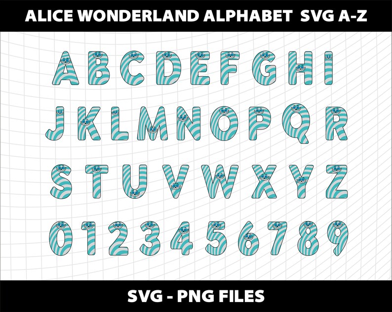 Alice in Wonderland Letters Alphabet Font Svg Png Bundle Birthday Party ...