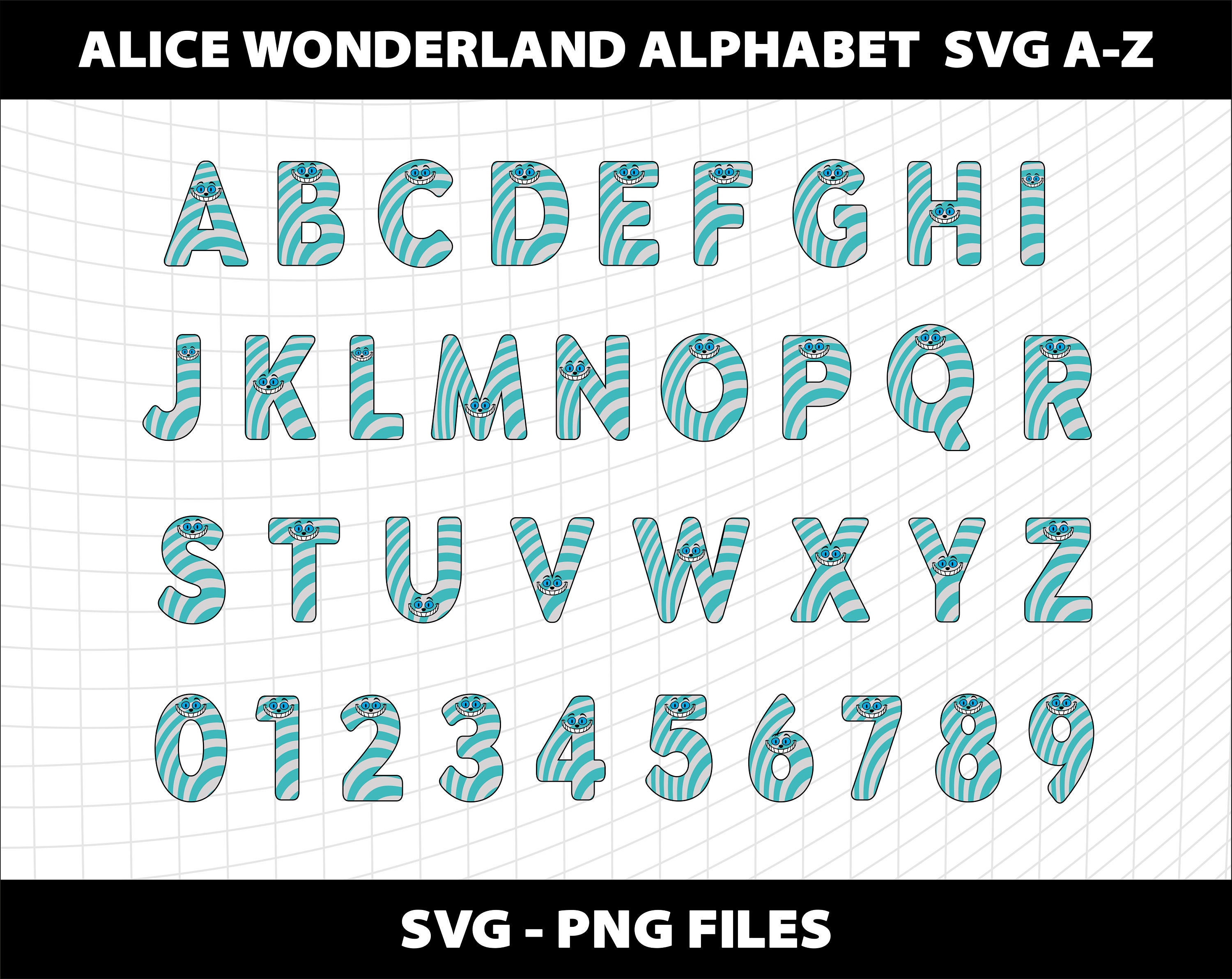 Alice in Wonderland Letters Alphabet Font Svg Png Bundle Birthday Party ...
