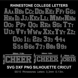 Strass Schriftart Buchstaben Alphabet College Sport Schriftart Cheer Silhouette Cameo Cricut SVG Png Dxf Schneidevorlage Download Digitale Datei SS10