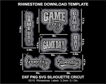 Game Day Rhinestone and Htv Vinyl Template Silhouette Cricut Svg Png Cutting Download Digital File SS10 DTF & HTV Sweatshirt T-Shirt Gameday