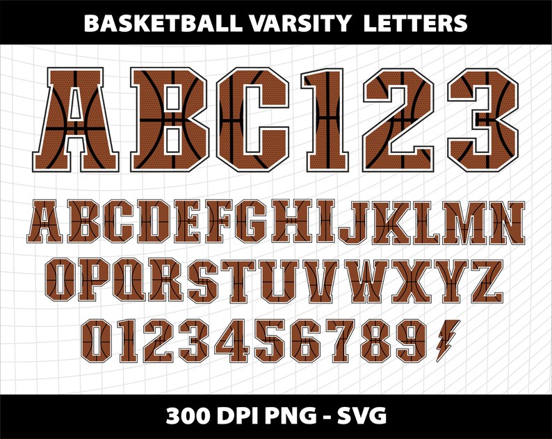 Basketball Letters Alphabet Font Sublimation Varsity Numbers - Etsy