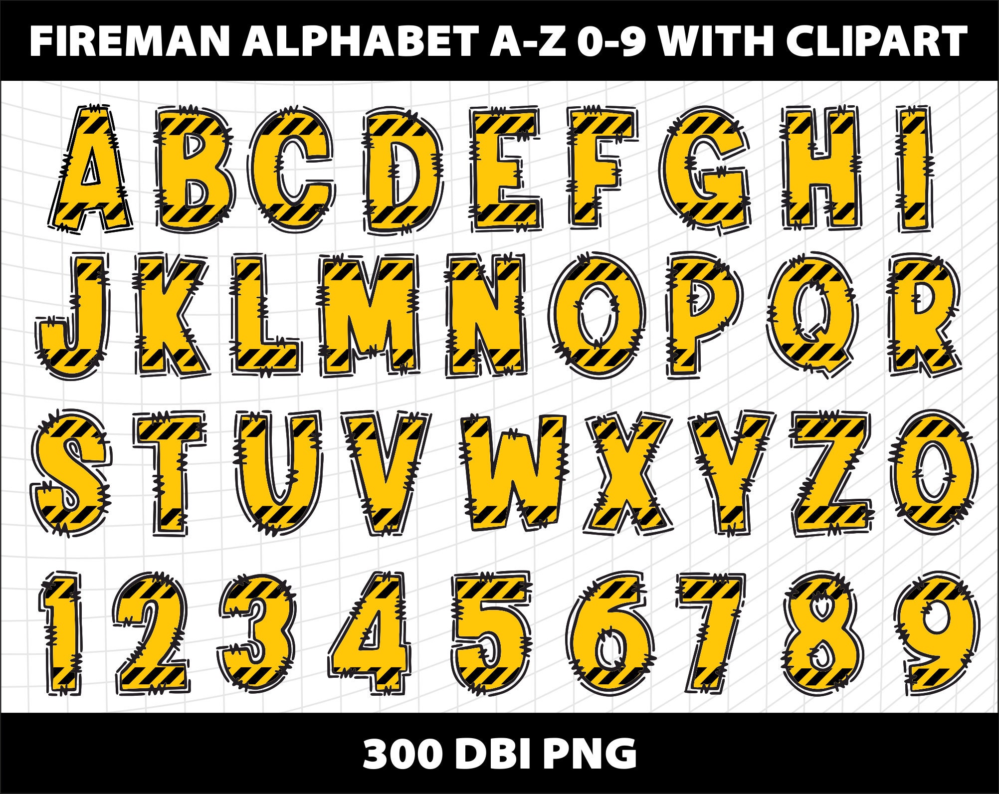 Fire Fighter Fireman Rescue Man Doodle Letters Alphabet Cliparts Png ...