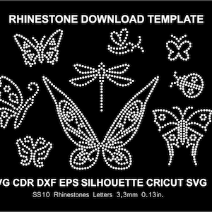 Strass Schmetterling Bundle Cricut Silhouette Cameo Svg Cdr Dxf Schnitt Plan Vorlage Design Download Schneiden Digitale Datei SS10