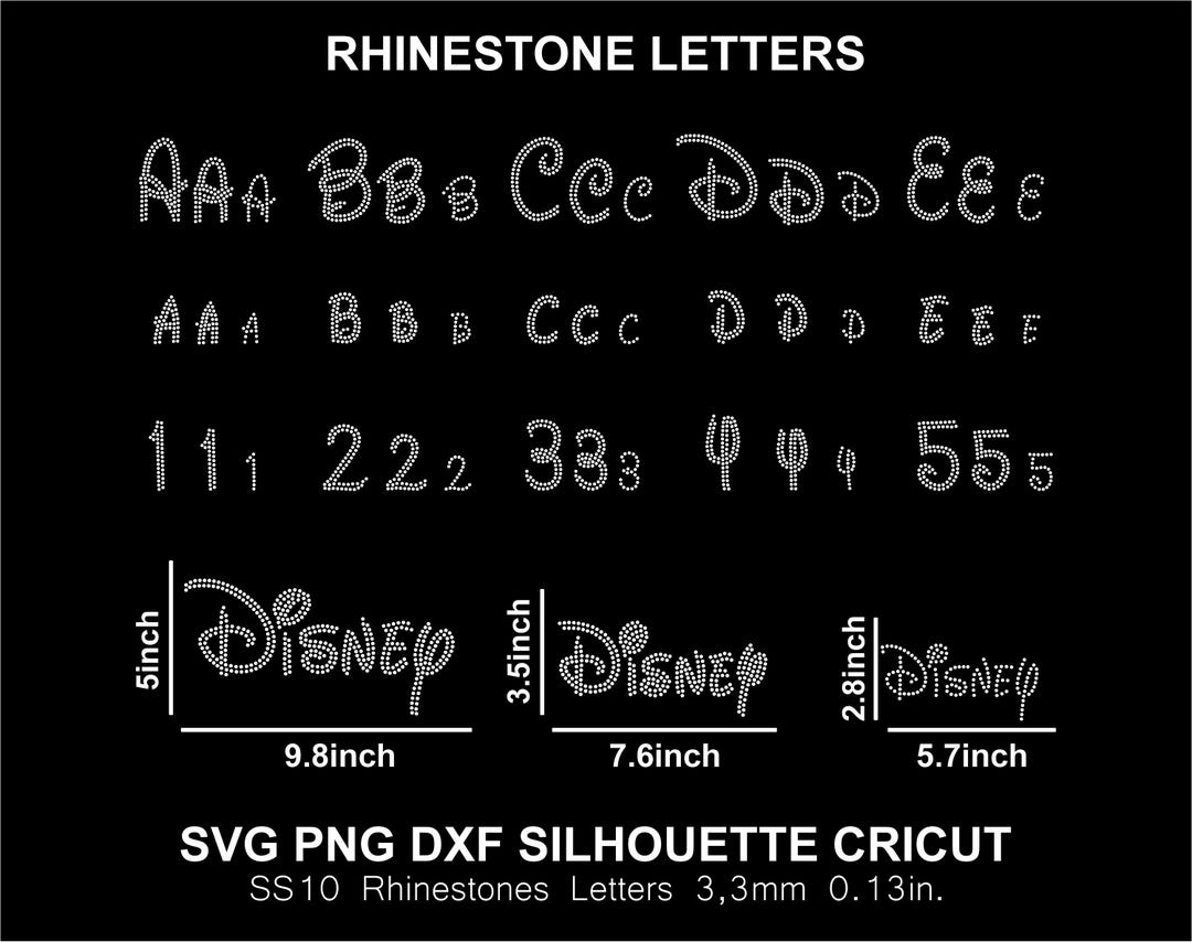 Mickey Rhinestone Font Rhinestone Mickey Letters Font Alphabet Silhouette Cricut Svg Dxf Cut ...