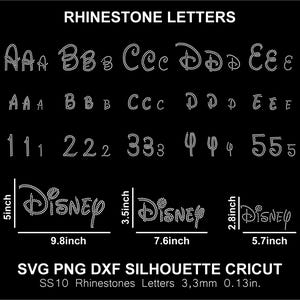 Rhinestone Mickey Letters Font Alphabet Silhouette Cricut Svg Dxf Cut Template Download Cutting Digital File SS10 Font