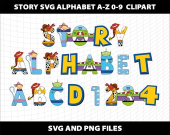 Toy Story Letters Alphabet Font Cliparts Svg Png Party Bundle Sublimation Design Download Digital File Printable Template Commercial Use