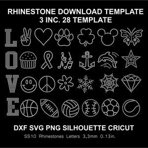 Strass 3 inch 28 sjablonen liefde silhouet Cricut Svg Cut sjabloon downloaden snijden ontwerp snijden digitaal bestand SS10