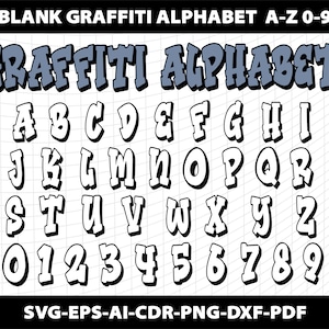 Tomma transparenta bokstäver teckensnitt alfabetet Graffiti Doodle Svg Cricut silhuett klippfil mall redigerbar nedladdning digital fil